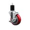 Service Caster 4'' Red Poly Swivel 1-3/4'' Expanding Stem Caster with Brake SCC-EX20S414-PPUB-RED-TLB-134 - alternate 1